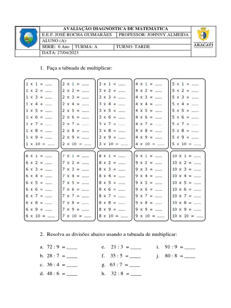 Tabuada do 4 fichas de trabalho - Tabuadademultiplicar.com