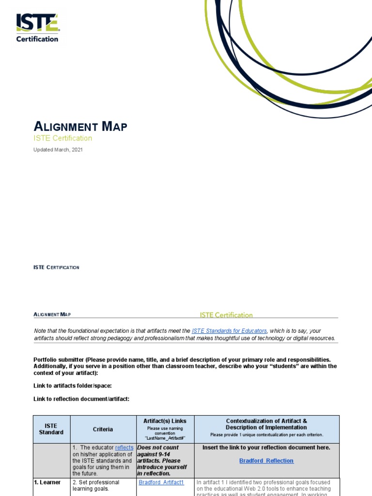 Iste Certification Alignment Map | PDF | Educational Technology | Teachers