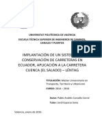 Implantación de Un Sistema de Conservación de Carreteras en Ecuador, Aplicación A La Carretera Cuenca (El Salado) - Léntag