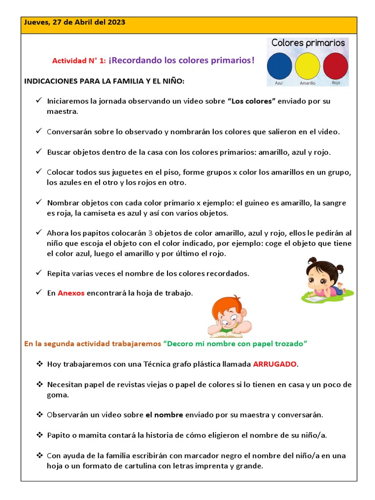 Actividades de Colores para Preescolar | PDF | Color | Tecnicas artisticas
