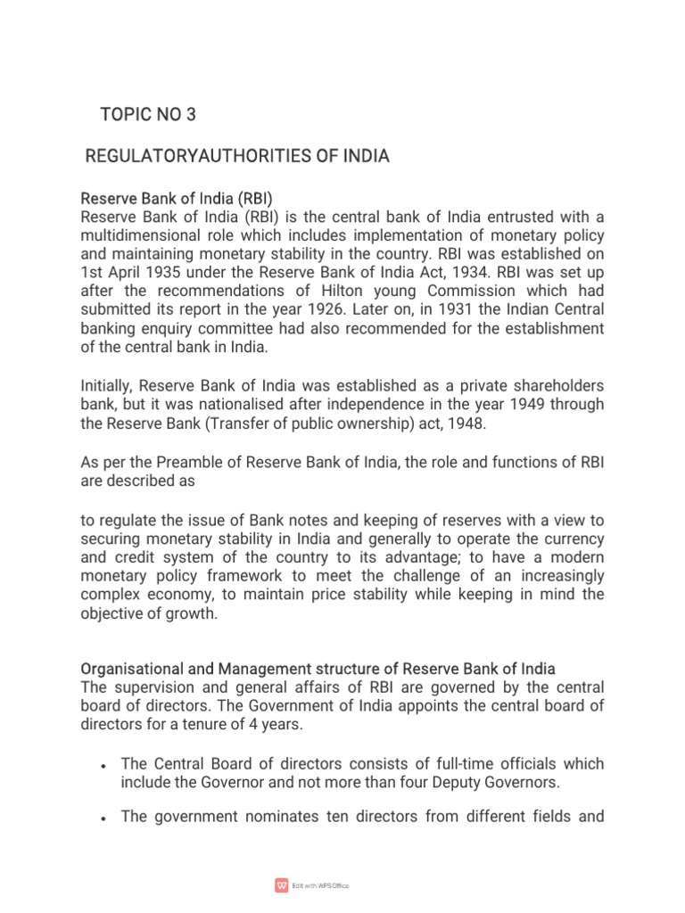 RBI: Roles and Functions Overview | PDF