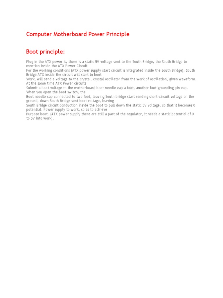 Motherboard Power Boot Principles | PDF