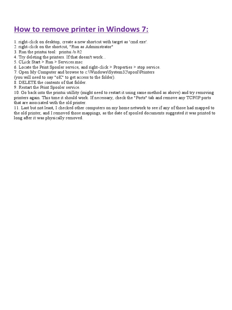 How To Remove Printer in Windows 7 PDF