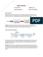 Course Name: A-Level (1 Sem.) Subject: Iot Topic: Open and Closed Loop System Date: 19.05.2020