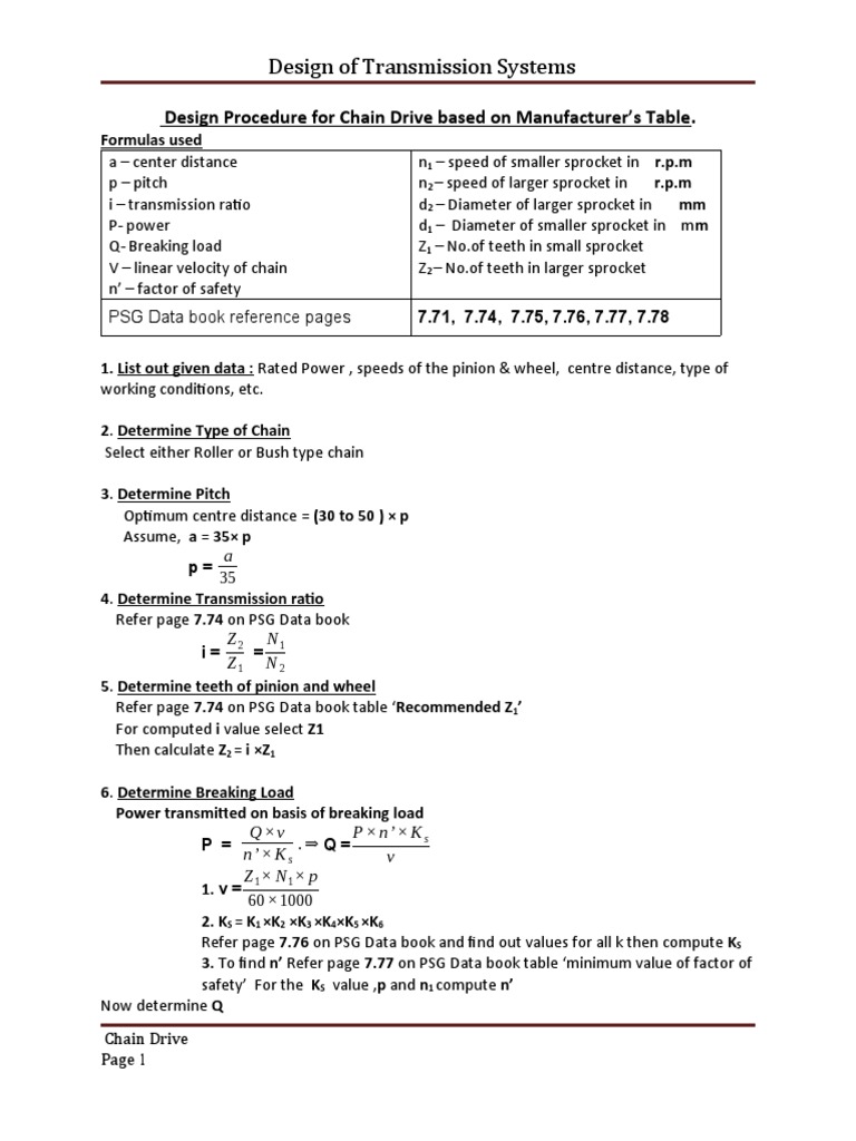 Chain Drive Design Procedure Guide | PDF | Applied And ...