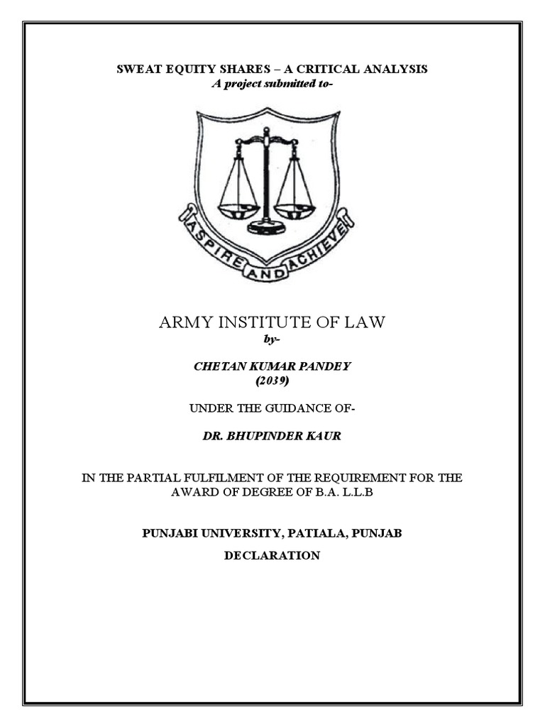 Company Law Project 2039 | PDF | Stocks | Valuation (Finance)