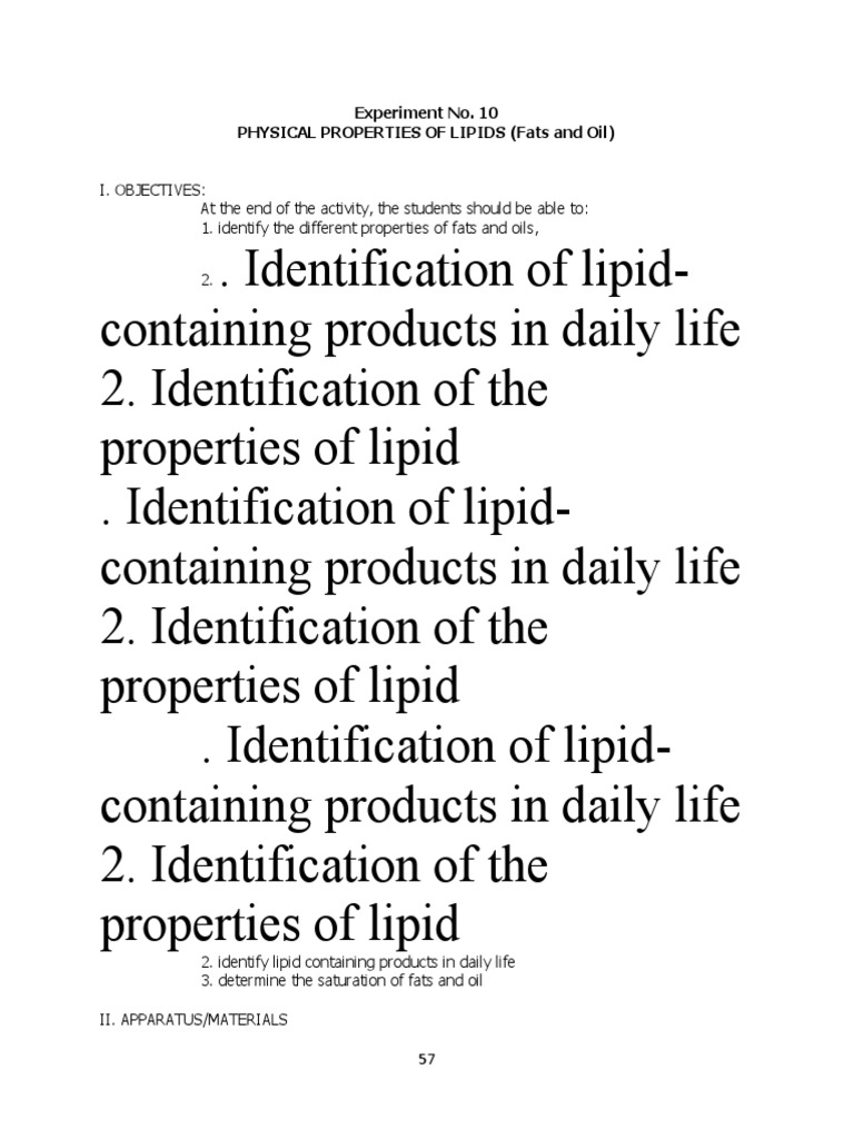 Physical Properties of Lipids Experiment | PDF | Lipid | Fatty Acid