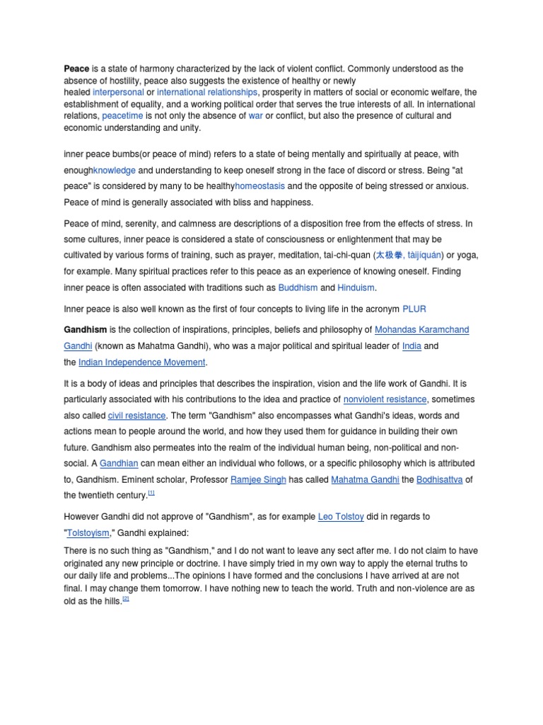 WHAT DOES PEACE MEAN intelligence overview