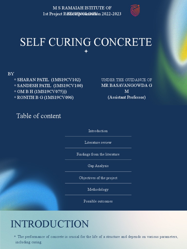 Self-Curing Concrete Project Review | PDF | Concrete | Polymers