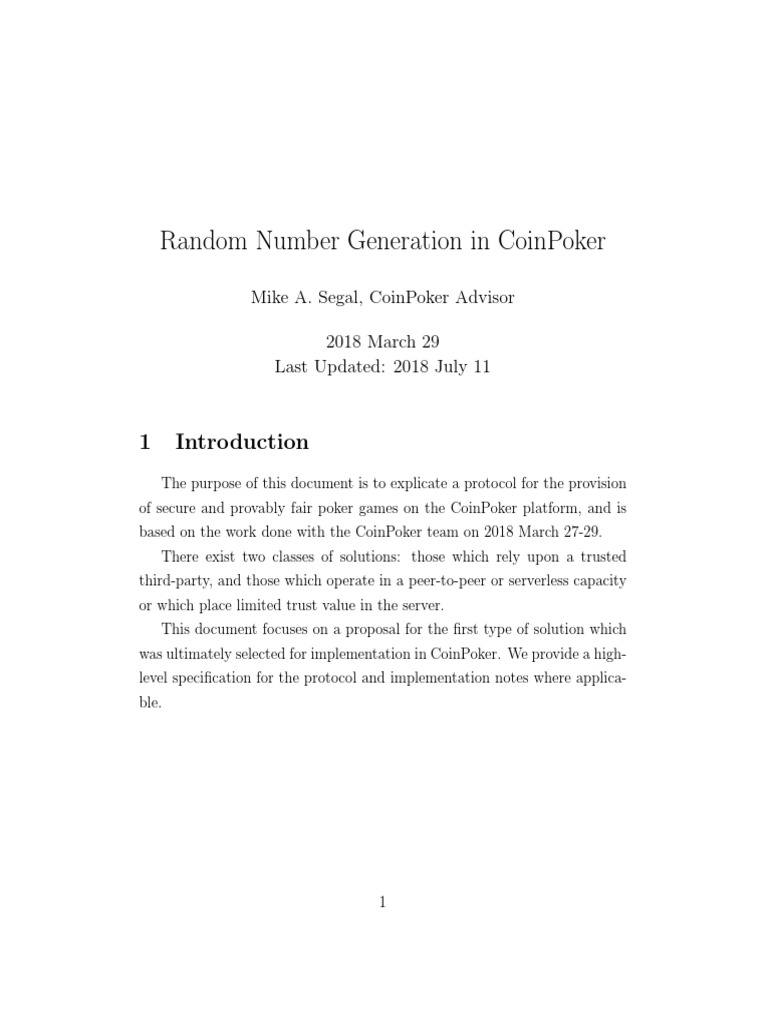 CoinPoker RNG PDF Cryptography Software Engineering