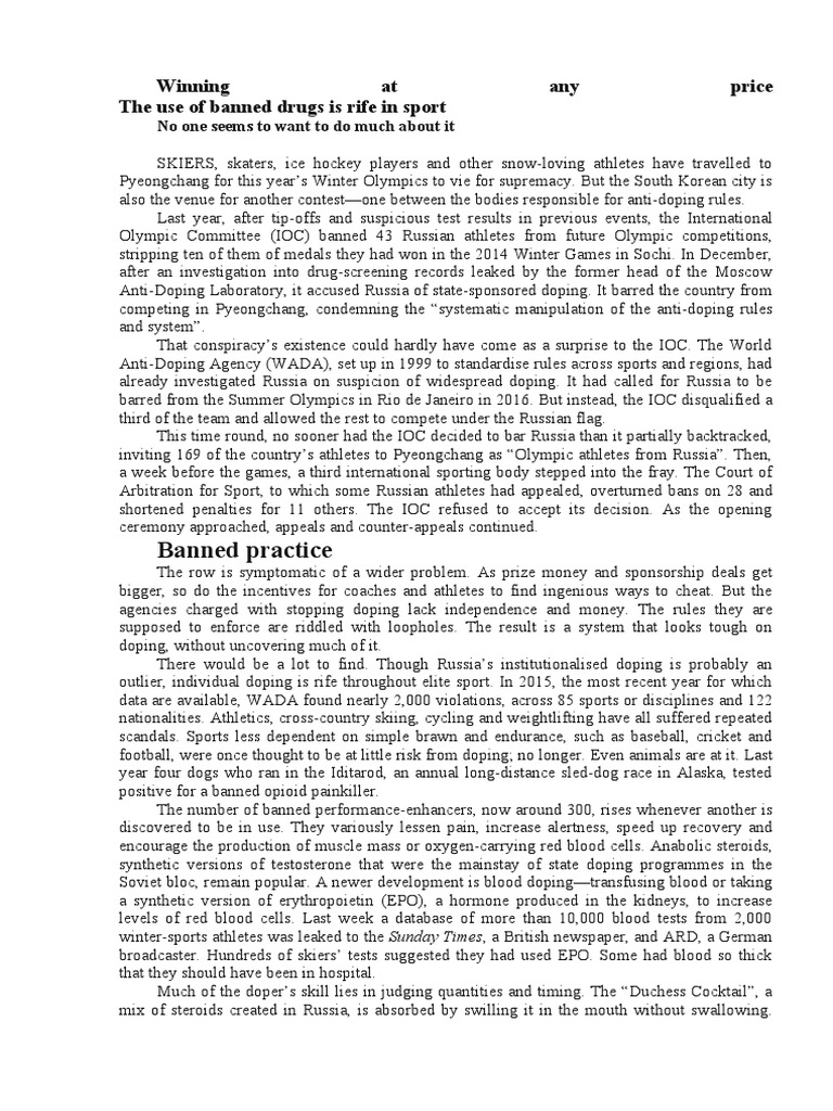Doping Crisis in Elite Sports | PDF | Doping In Sport | Sports