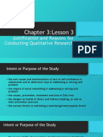 Chapter 3:lesson 3: Justification and Reasons For Conducting Qualitative Research