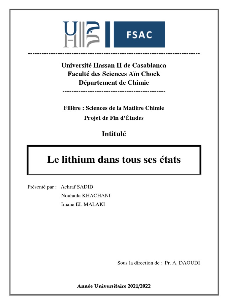 Propriétés et usages du lithium PDF Lithium Pile rechargeable — free download