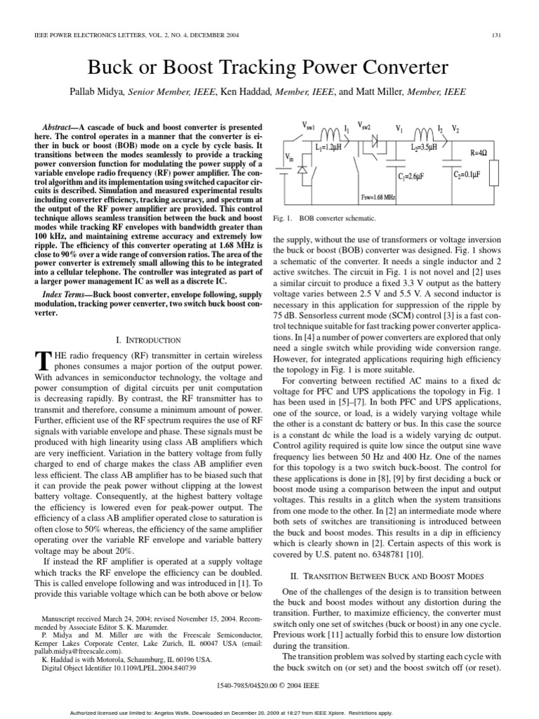 Buck or Boost Tracking Power Converter | PDF | Amplifier | Electric Power