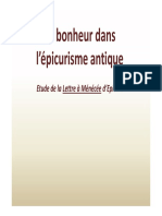 LE BONHEUR DANS L EPICURISME ANTIQUE - ETUDE DE LA LETTRE A MENECEE D EPICURE - DIAPORAMA (73 Pages - 1,2 Mo)