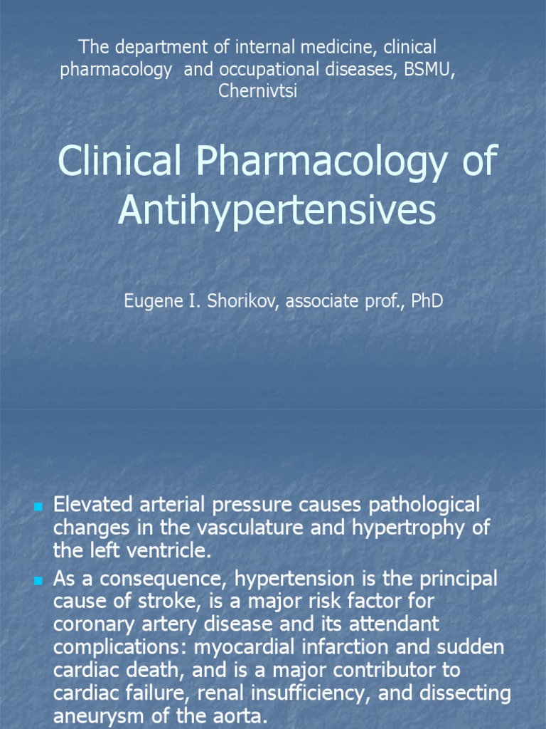 Clinical Pharmacology of Antihypertensives A Review of the Primary