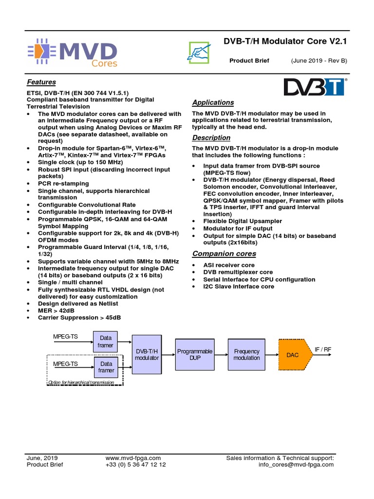 MVD DVB TH Product Brief | PDF | Modulation | Orthogonal Frequency ...