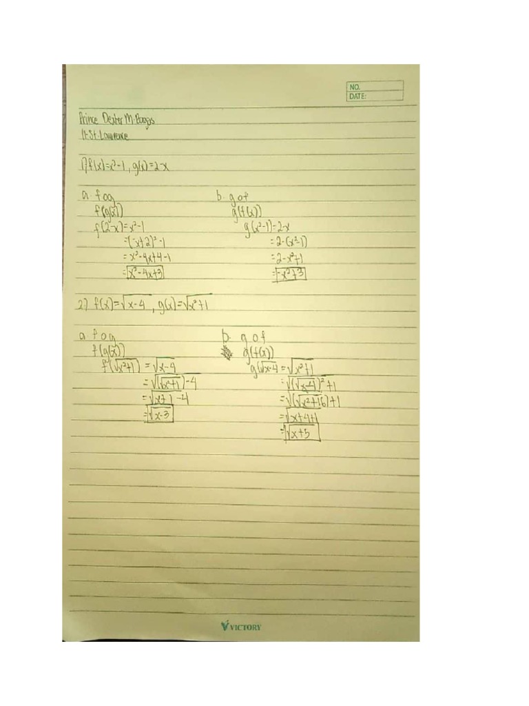 Assignment No 3 Composition Of Functions Pdf