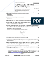 Universal Tutorials - XII CBSE: Class Test P01: Physics