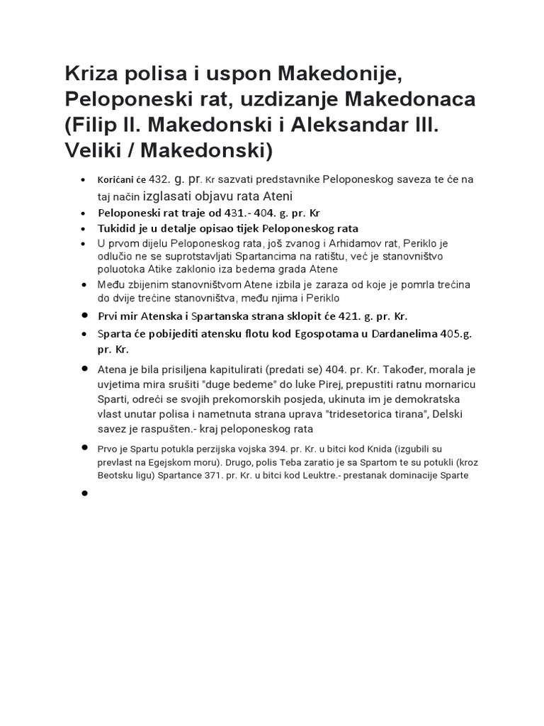 Kriza Polisa I Uspon Makedonije | PDF