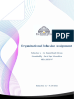 Organizational Behavior Assignment: Submitted To - Dr. Teena Bharti Ma'am Submitted by - Saral Raju Moundekar MBA/1151/07