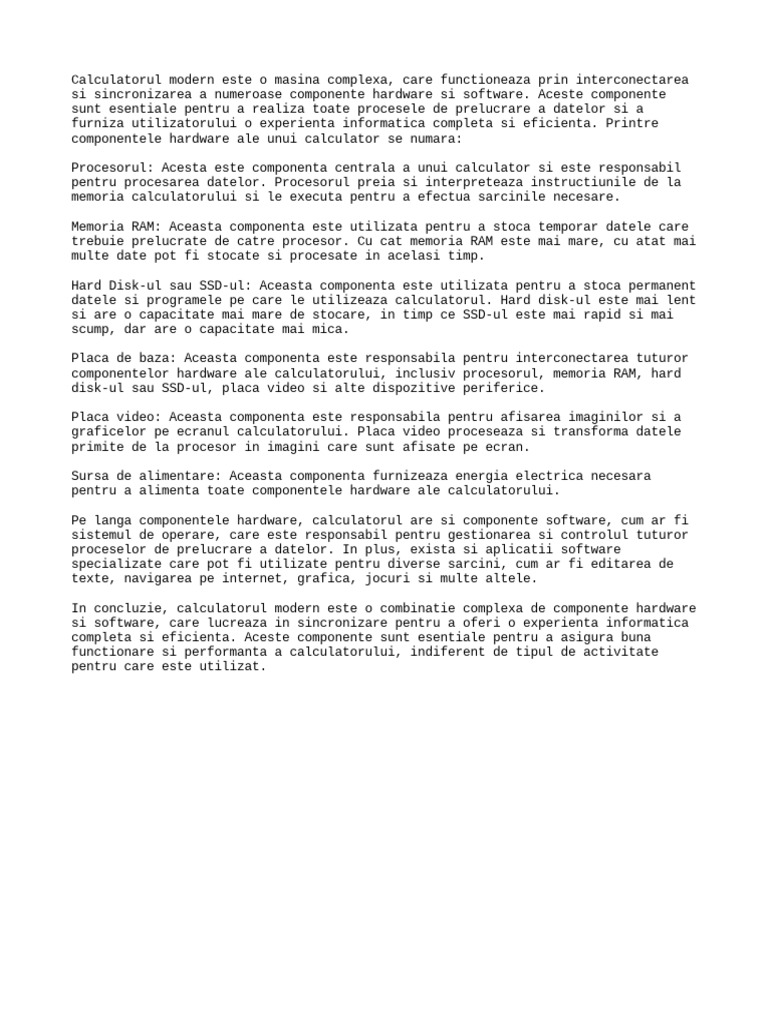 Componentele Unui Calculator | PDF