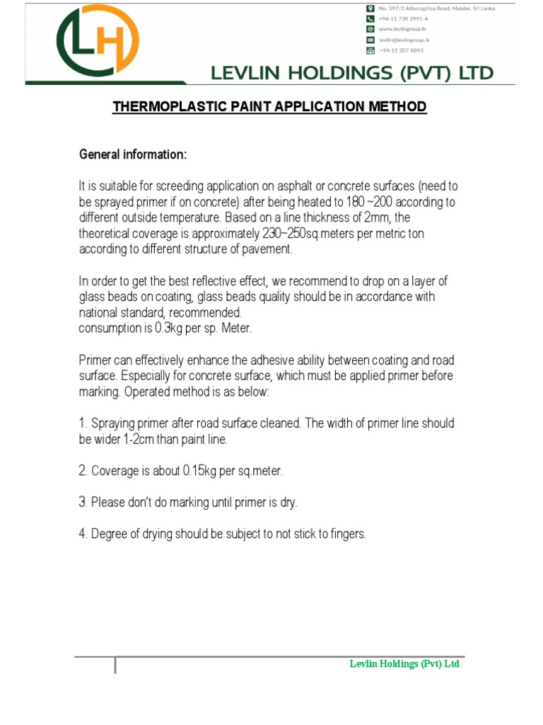 Thermoplastic Paint Application Method PDF
