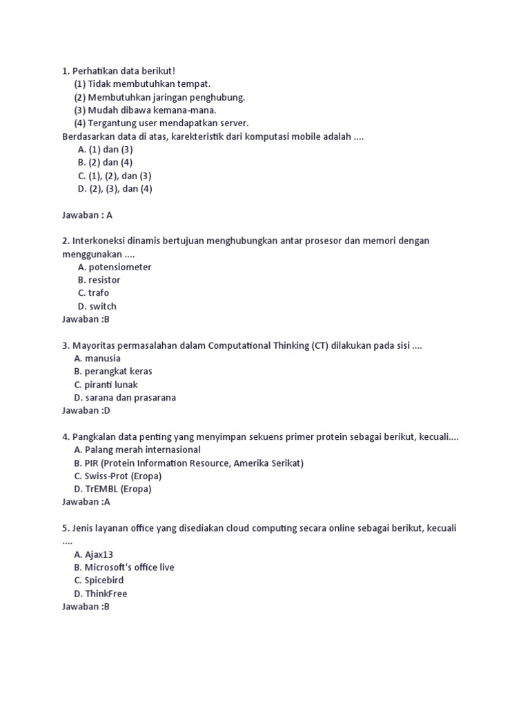 Soal Informatika Kelas 7 Semester 1 PDF