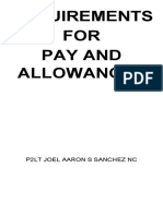 Requirements FOR Pay and Allowances: P2Lt Joel Aaron S Sanchez NC