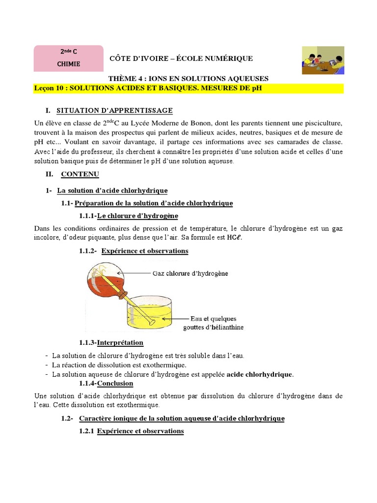 Solutions acides et basiques : pH et propriétés | PDF | Ph | Acide ...