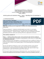 Activity Guide and Evaluation Rubric - Unit 3 - Task 4 - Speaking Part of Cambridge C1 Advanced