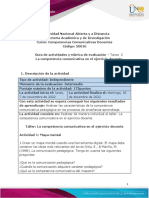 Guía de actividades y rúbrica de evaluación - Unidad 1 - Tarea 2 - La competencia comunicativa en el ejercicio docente