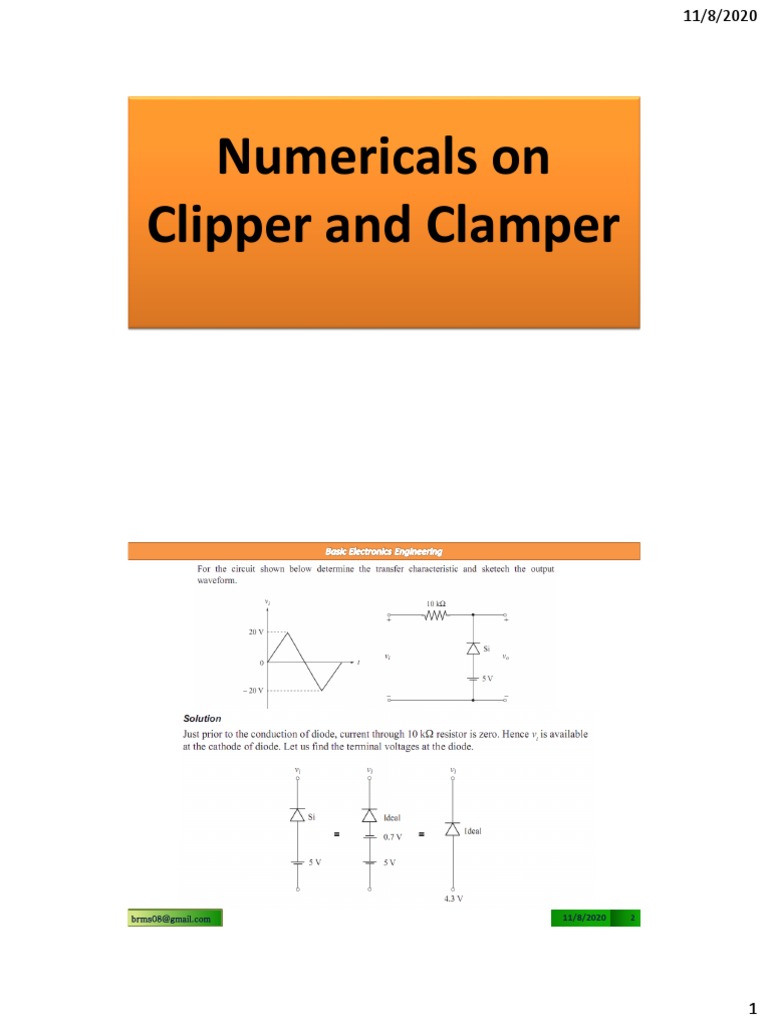 Numericals On Clipper and Clamper PDF