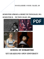 Semester I:Prose & Short Fiction (Mael 501) Semester Ii: Fiction (Mael 505)