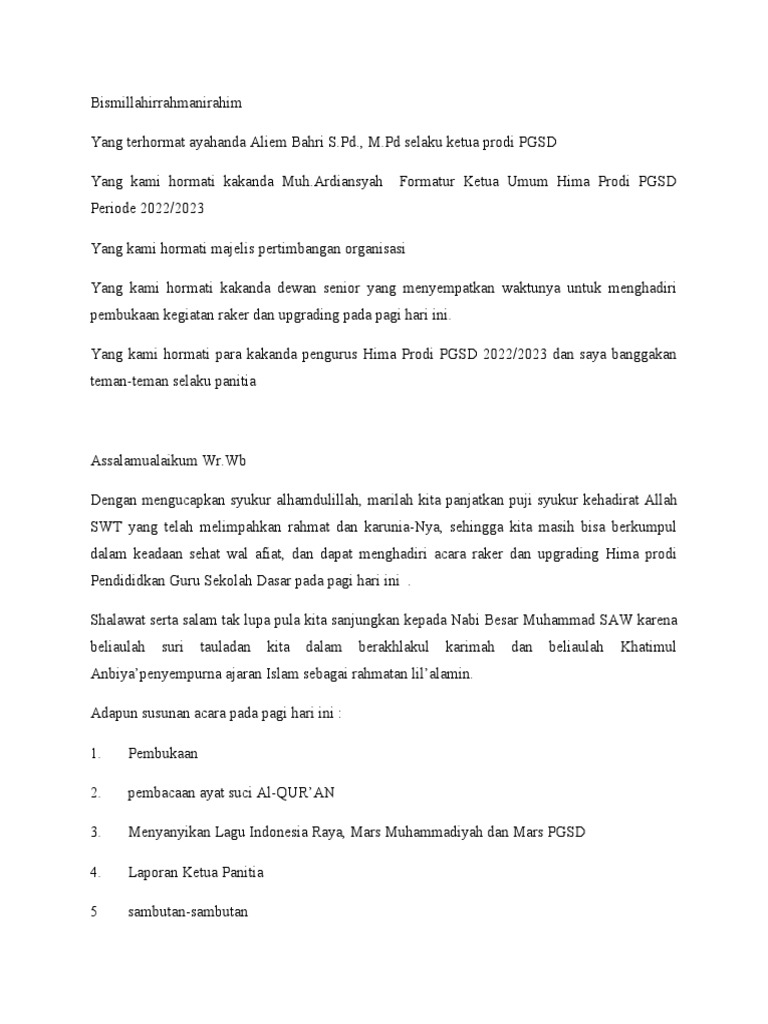 Teks MC Upgrading Dan Raker | PDF