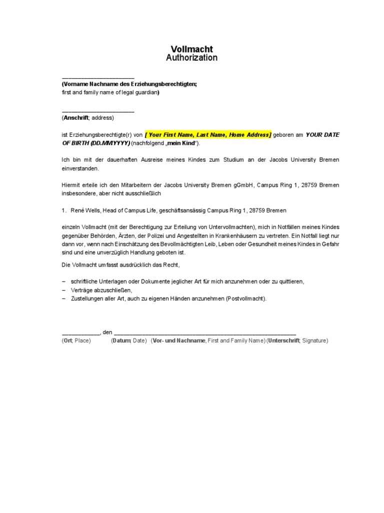 Einverstaendnis Minderjaehrige | PDF