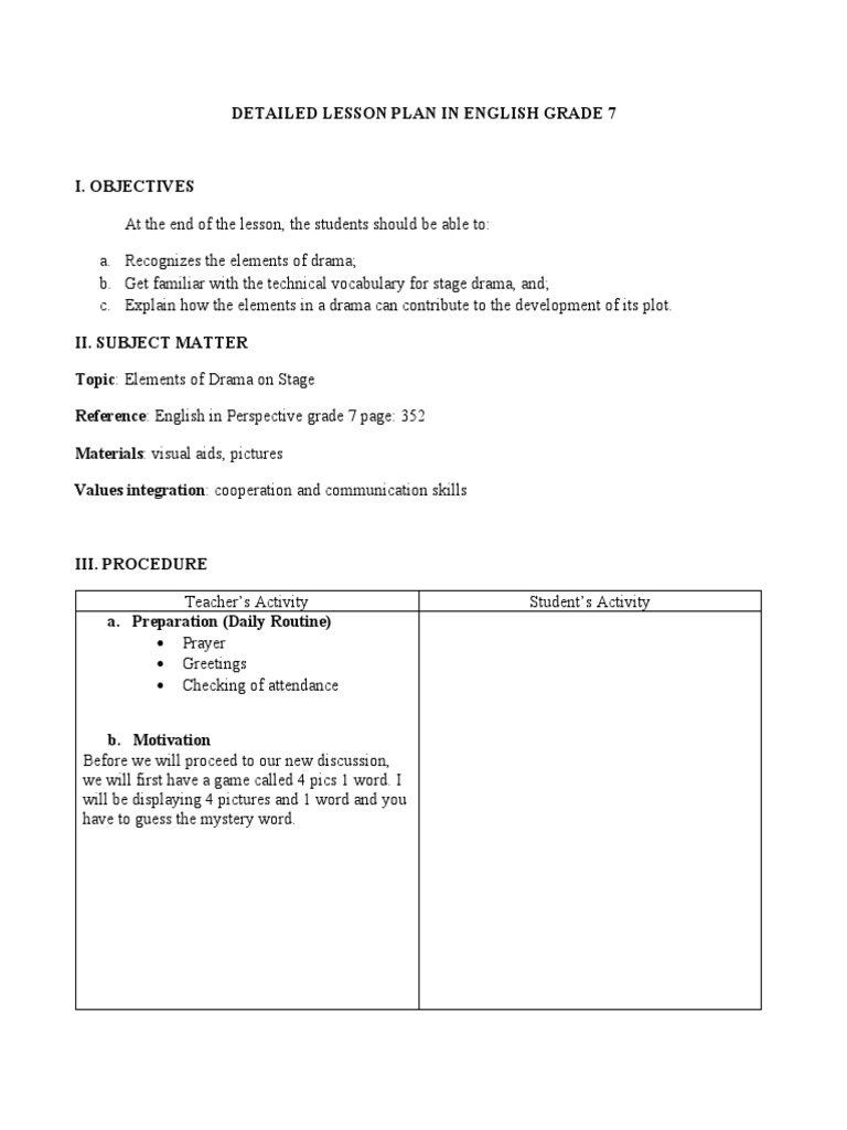 Detailed LP in Drama | PDF | Play (Theatre) | Plot (Narrative)