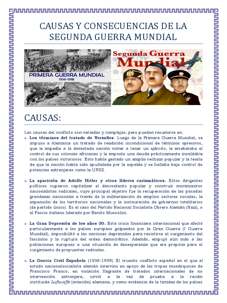 Causas y Consecuencias de La Segunda Guerra Mundial | PDF | Alemania ...