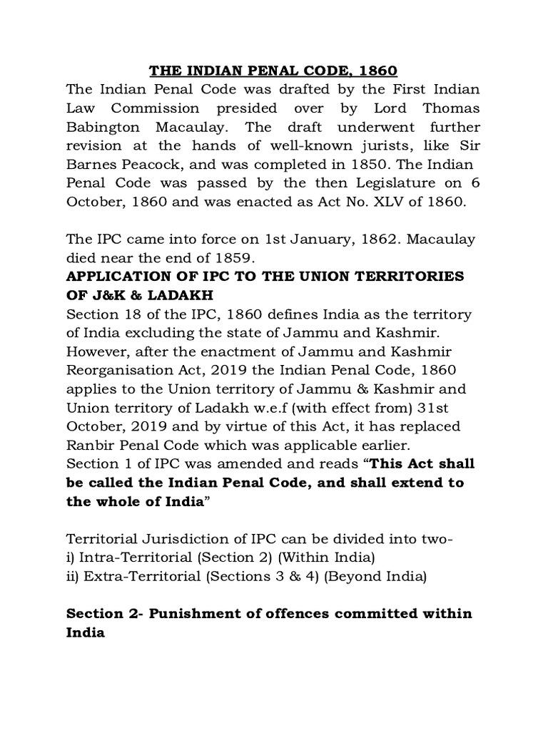 Chapter 1 sections 1 to 5 indian penal code 1860 download free