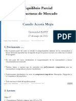 Equilibrio Parcial Estructuras de Mercado: Camilo Acosta Mejía