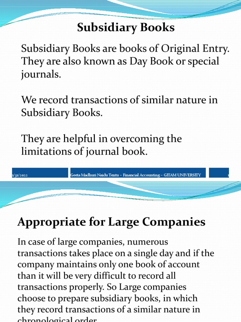 Subsidiary Books 1/31/2022 Geeta Madhuri Naidu Tentu Financial