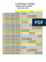 Jadwal Imam Shalat Taraweh 2022