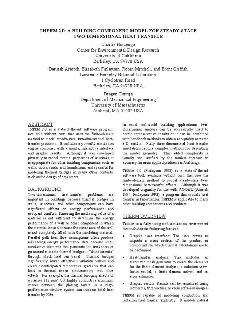 THERM 2.0: Free Thermal Modeling Software | PDF | Heat Transfer ...