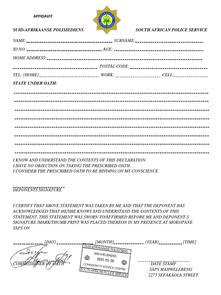 saps affidavit | pdf