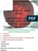 Genero Micrococcus SAP-101 Nombre:Angel Gabriel Apellido: Ramos Estrada REGISTRO: 220049130 Docente: Doctor Jorge Cruz