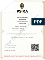 Kutumela M F: Certification of Registration Security Officer