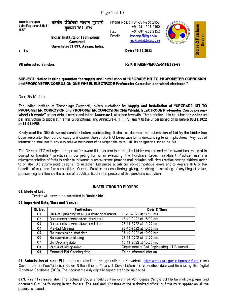 IIT Tender PDF Guarantee Receipt