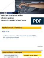 Estudios Generales 202310 Física Y Química: Unidad 03: Cinemática - Mru - Mruv