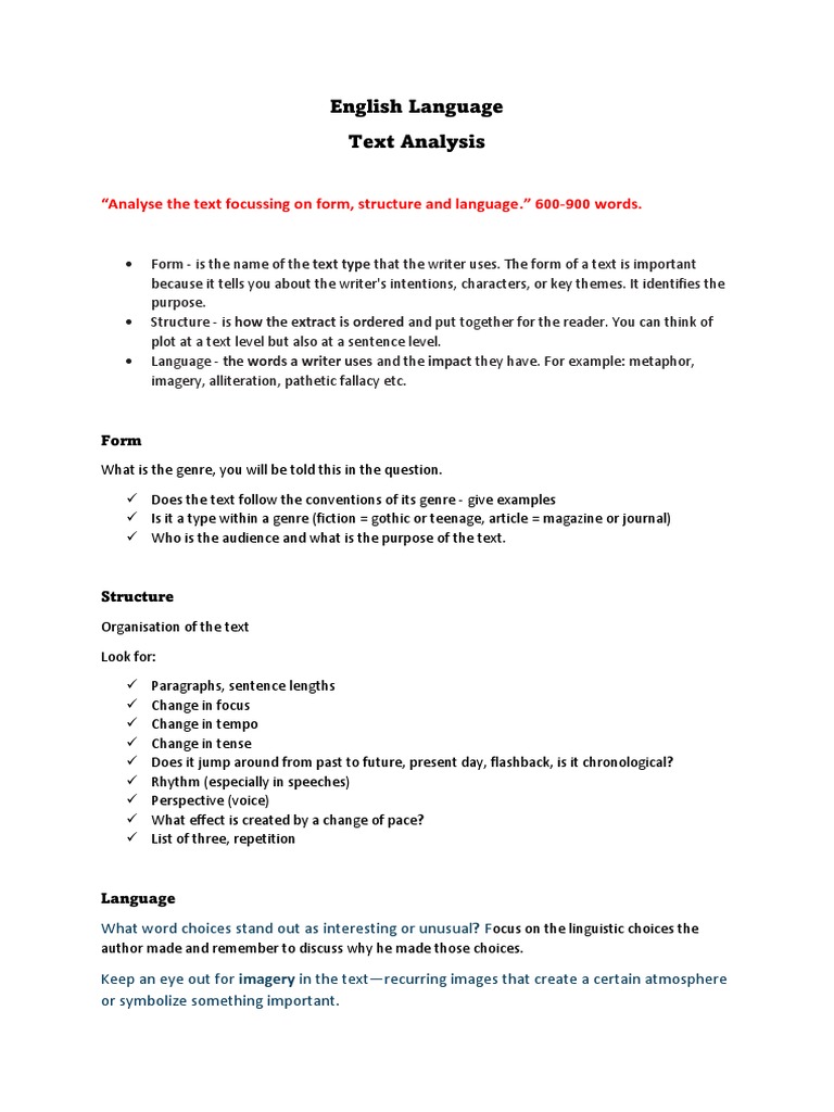 Analyzing English Text: Form, Structure, Language | PDF | Genre | Metaphor