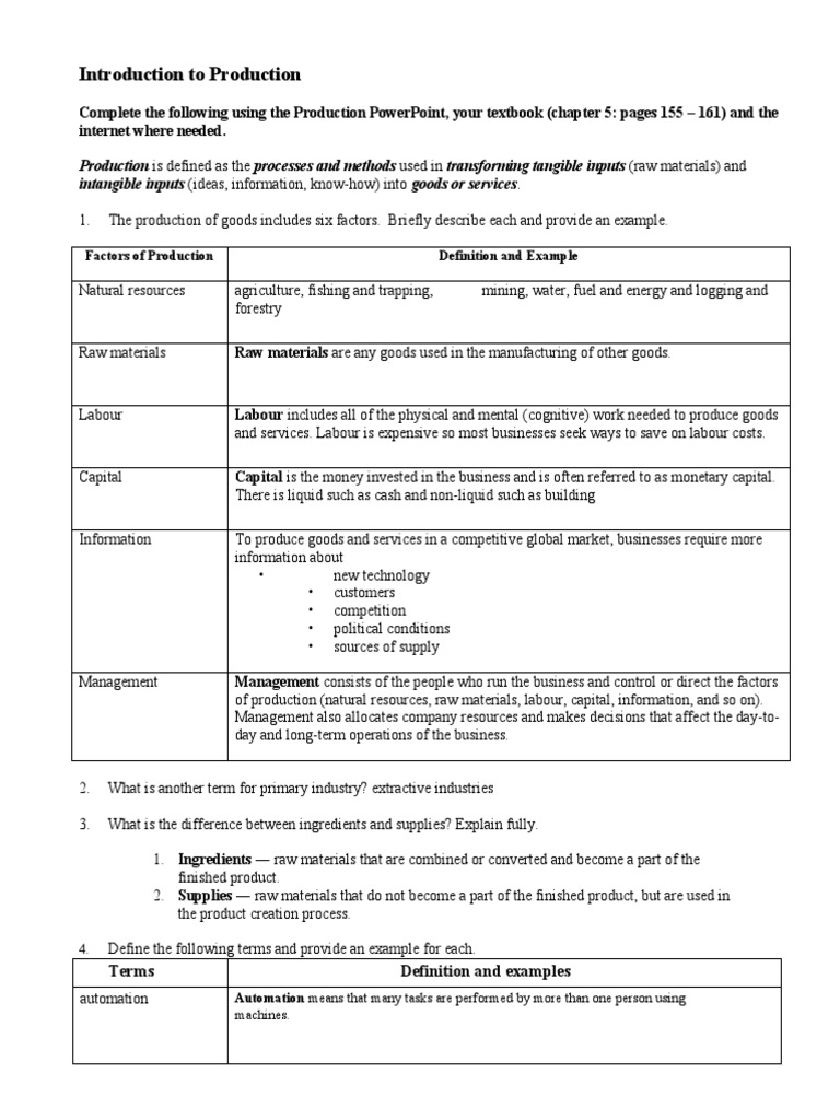 2a_intro_to_production_worksheet_answers (1) PDF Goods Information